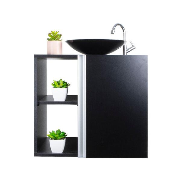 Conjunto Gabinete Para Banheiro Preto Com Cuba Harpia