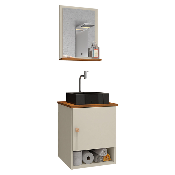 Gabinete Arm Banheiro Lima 1 Porta Com Cuba Tulipa Preta