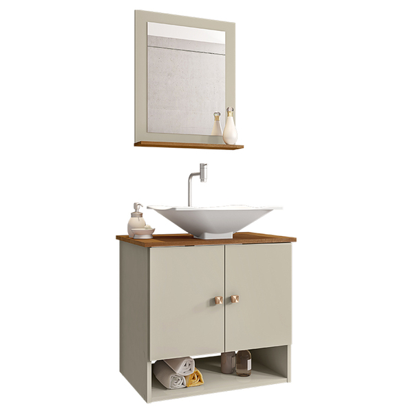 Gabinete Banheiro Deli Concava Bco Torneira Valv Click Inox