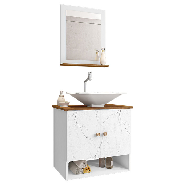 Gabinete Banheiro Deli Cuba Concava Bco Torneira Dl08 Val